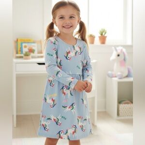 H&M girls Unicorn Long Sleeve Dress EUC